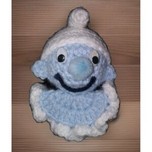 Smurf Vintage Handmade Crochet‎ Christmas Ornament Googily Eyes Amigurumi New
